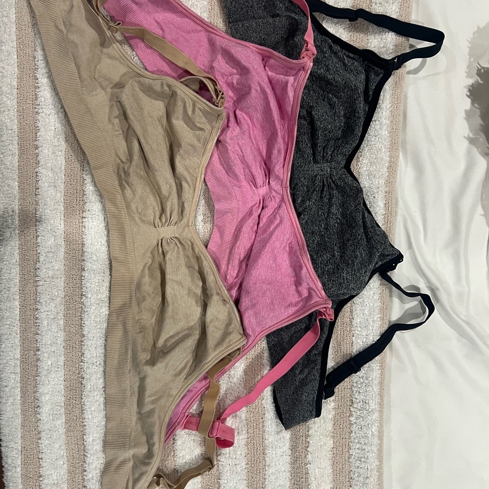 Women's Nursing Bra Set - Pink, Black, Tan